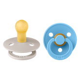 BIBS - Set 2 suzete Colour Latex, tetina rotunda, 0 luni +-Mushroom/Breeze