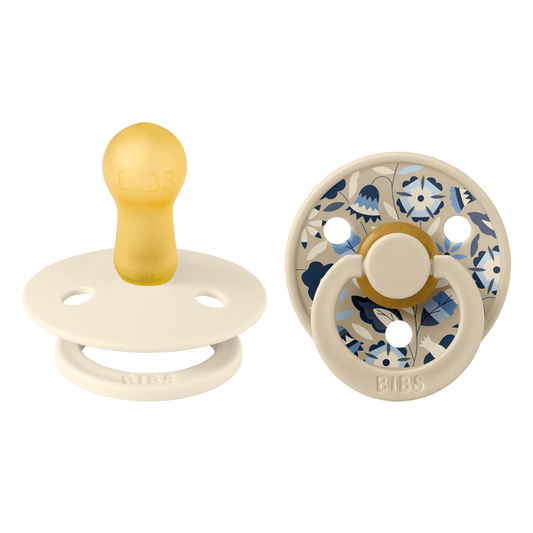 BIBS x LIBERTY - Set 2 suzete Colour Bobo Latex, tetina rotunda, 6 luni+-Ivory/Vanilla