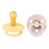 BIBS - Set 2 suzete Colour Latex, tetina rotunda, 6 luni +-Pale Butter/Petal