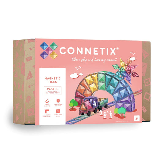 Set de construcție magnetic, 202 piese, Pastel Mega, CONNETIX