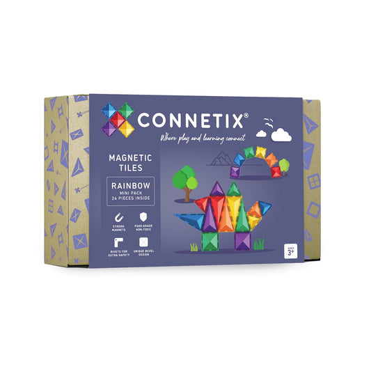 Set de construcție magnetic, 24 piese, Rainbow Mini, CONNETIX