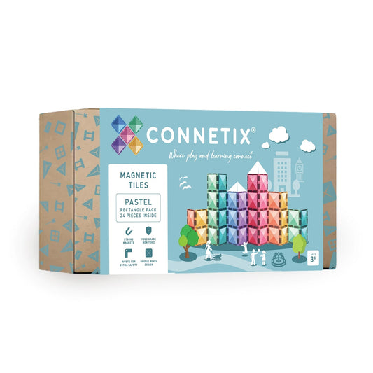 Set de construcție magnetic, 24 piese, Pastel Rectangle, CONNETIX