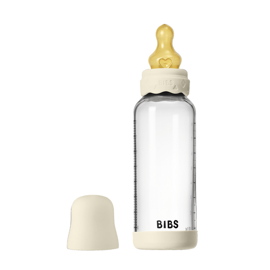 Biberon anticolici din sticlă, 240ml, tetină latex flux mediu, Boheme Ivory, BIBS