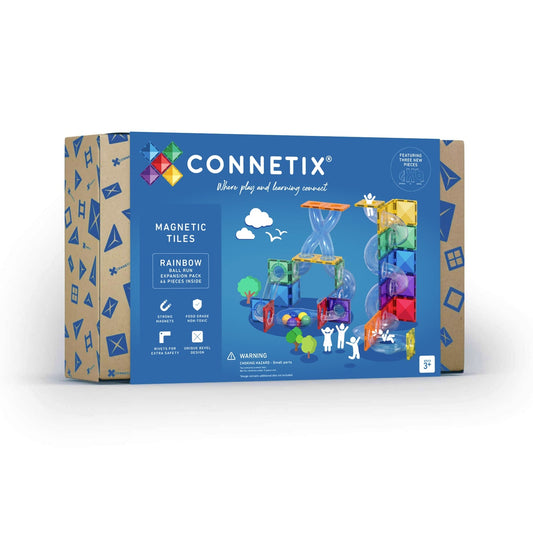 Set de construcție magnetic, 66 piese, Rainbow Extensie Ball Run, CONNETIX