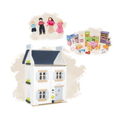 Set jucării, Casă de păpuși, Set mobilier complet și Set 4 figurine familie