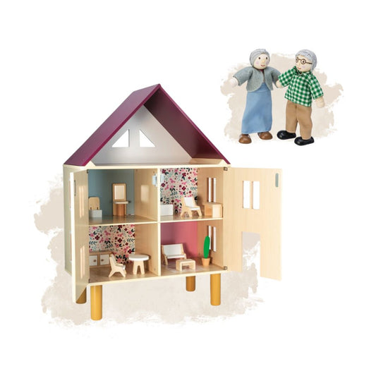 Set jucării, Casă de păpuși și Set 2 figurine bunici