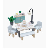 Mobilier căsuța de păpuși, lemn, 18 piese, Dining Room Daisylane, Le Toy Van