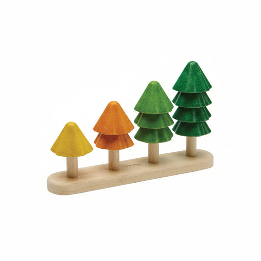 Jucărie de stivuit, lemn, Copaci colorați de numărat, Plan Toys