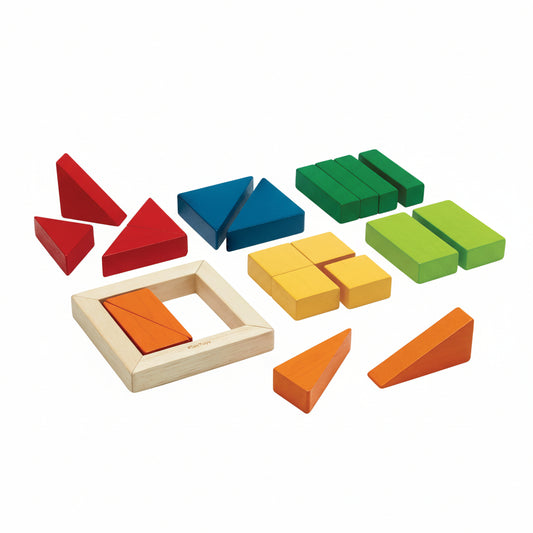 Cuburi de construit din lemn, 20 bucăți colorate, Plan Toys