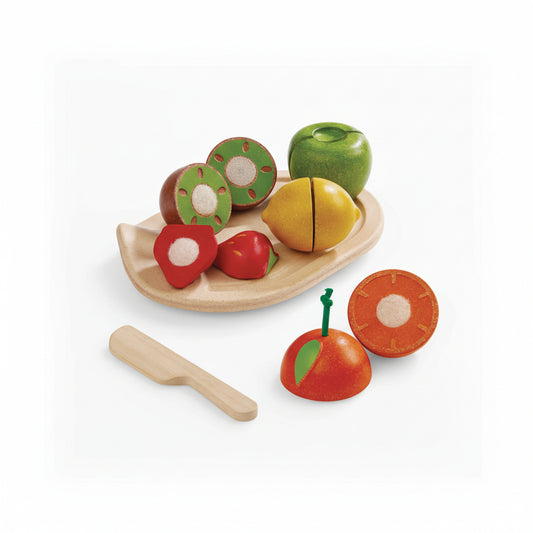 Set fructe de jucărie, lemn, feliabile, 7 piese, Plan Toys