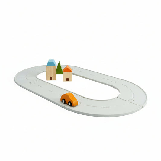 Traseu auto de jucărie, cauciuc, 6 piese, Plan Toys