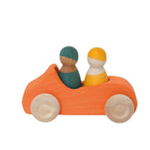 Mașină de jucărie, portocalie, lemn, Grimms