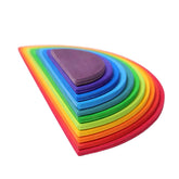 Set de construcție, lemn, Semicercuri Montessori, 11 piese, culori clasice, Grimms