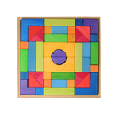 Set de construcție, Cuburi Montessori, 46 piese, lemn, Grimms
