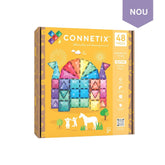 Set de construcție magnetic cu sclipici, 48 piese, Glitter Tiles Pastel & Rainbow, Connetix