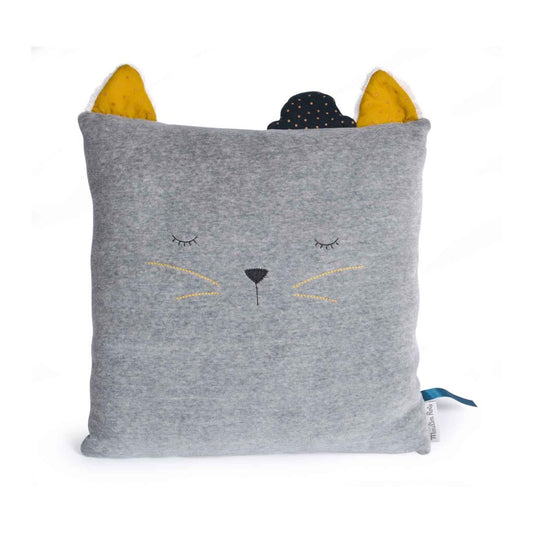 Pernă decorativă, 30x30 cm, gri, Pisicuță, Moulin Roty