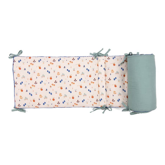 Protecție pătuț, 180cm, bumbac, albă, Frunze, Moulin Roty