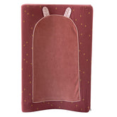 Saltea de înfășat, bumbac organic, dehusabilă, 70x45cm, roșie cu urechi de iepuraș, Moulin Roty