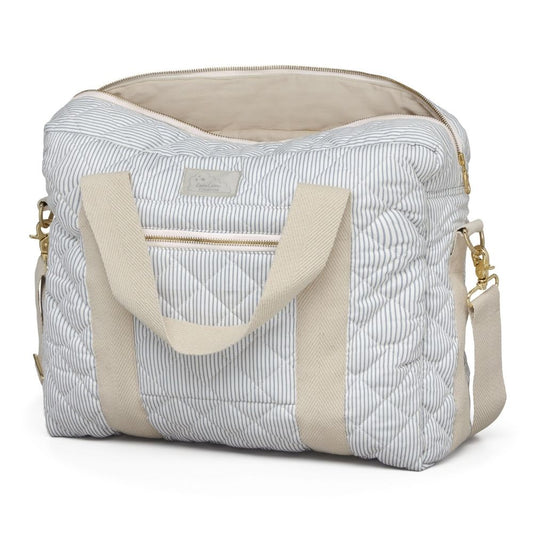 Geantă maternitate mare cu agățători pentru cărucior, Classic Stripes Blue, Cam Cam Copenhagen