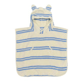 Prosop poncho cu glugă pentru copii, 100% bumbac, 86 cm, Sammy the Seagull Blue Stripe, SUNNYLiFE
