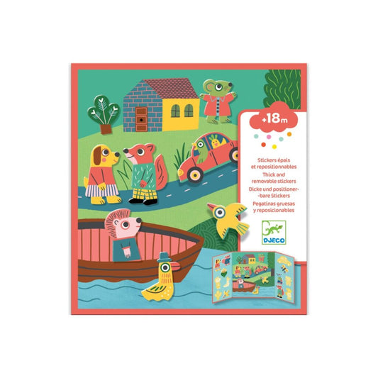 Abțibilduri copii, repoziționabile moi, 13 bucăți, planșă inclusă, Învățăm ce să facem în natură, Djeco