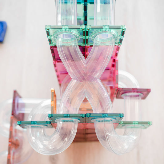 Set de construcție magnetic, 80 piese, Pastel Extensie Ball Run, CONNETIX