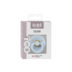 BIBS - Suzeta Colour Latex, tetina rotunda, 0+ luni, ambalaj premium-Baby Blue
