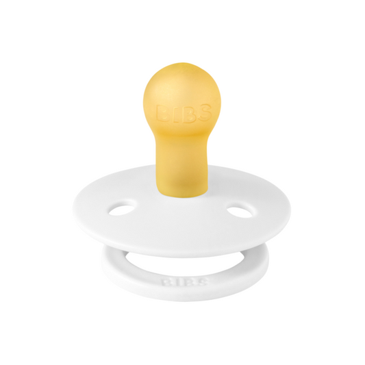 BIBS - Suzeta Colour Latex, tetina rotunda, 0 luni +-White