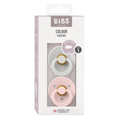 BIBS - Set 2 suzete Colour Latex, tetina rotunda, 0 luni +-Haze/Blossom