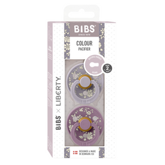 BIBS x LIBERTY - Set 2 suzete Colour Capel Latex, tetina rotunda, 6 luni+-Fossil Grey/Mauve