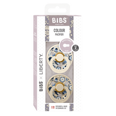 BIBS x LIBERTY - Set 2 suzete Colour Bobo Latex, tetina rotunda, 6 luni+-Ivory/Vanilla