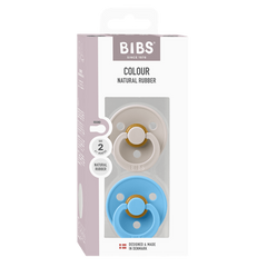 BIBS - Set 2 suzete Colour Latex, tetina rotunda, 6 luni +-Mushroom/Breeze