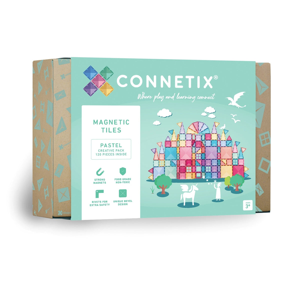 Set de construcție magnetic, 120 piese, Pastel Creativ, CONNETIX