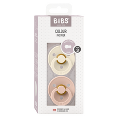 BIBS - Set 2 suzete Colour Latex, tetina rotunda, 18 luni +-Ivory/Blush