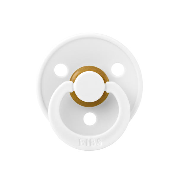 BIBS - Suzeta Colour Latex, tetina rotunda, 6 luni +-White