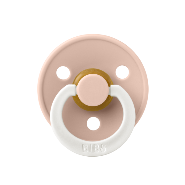 BIBS - Suzeta fosforescenta Colour Glow Latex, tetina rotunda, 6 luni +-Blush
