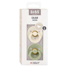 BIBS - Set 2 suzete Colour Latex, tetina anatomica, 6 luni +-Ivory/Sage