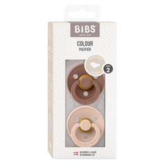 BIBS - Set 2 suzete Colour Latex, tetina anatomica, 6 luni +-Blush/Woodchuck