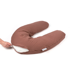 Doomoo - Perna mare 3 in 1 Comfy Big Tetra Brick din bumbac organic: perna gravide, suport pentru hranire, suport pentru bebe