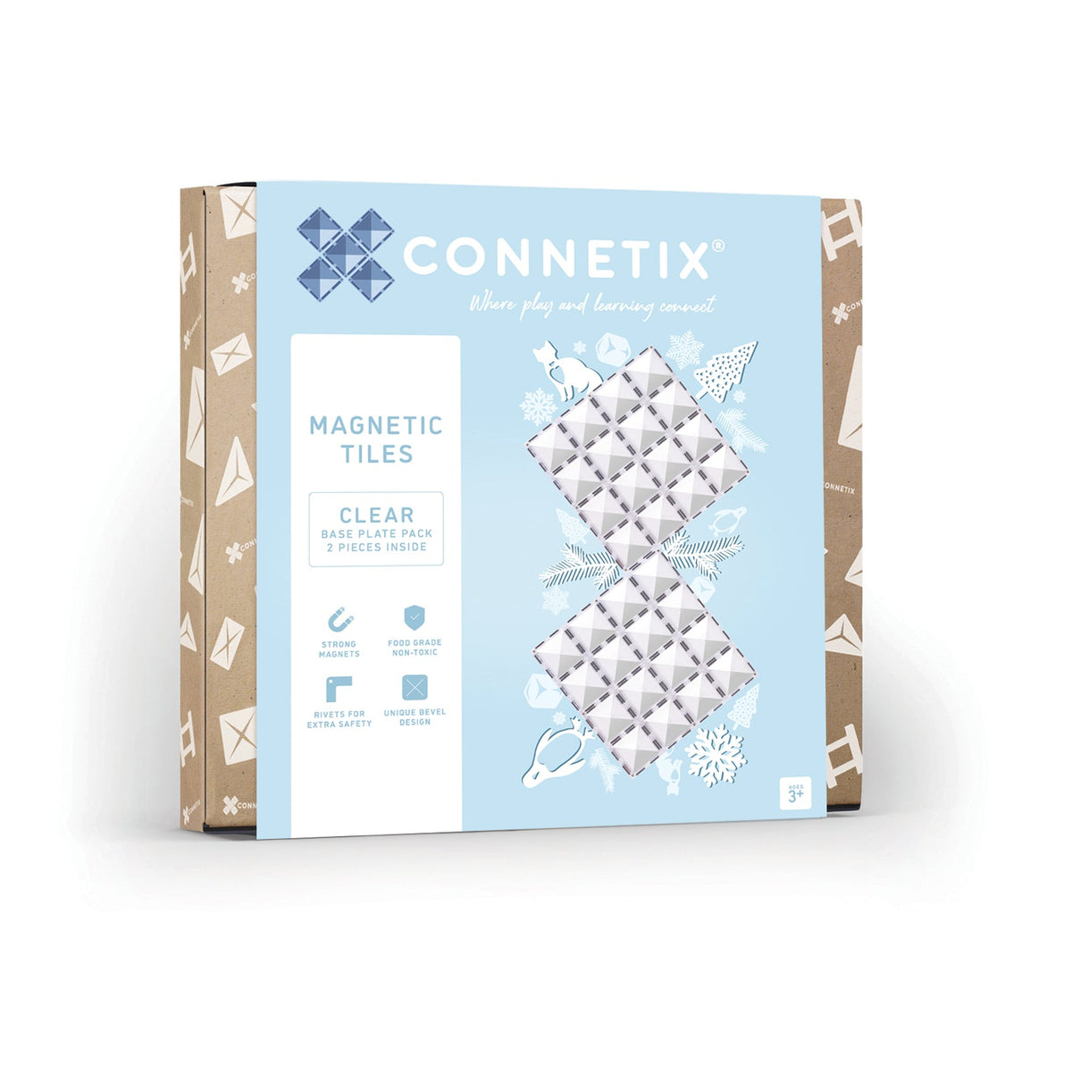 Set de construcție magnetic, 2 piese, Clear Plăci de bază, CONNETIX