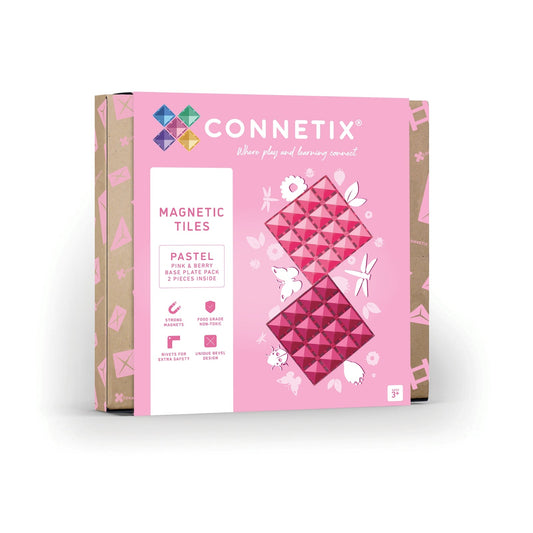 Set de construcție magnetic, 2 piese, Pastel Pink & Berry, Plăci de bază, CONNETIX