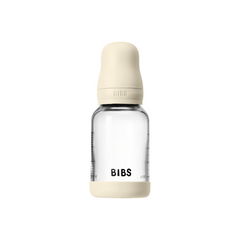 BIBS - Set complet biberon din sticla anticolici cu tetina din latex, flux lent, 120 ml, Ivory