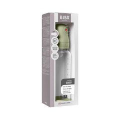 BIBS - Set complet biberon din sticla anticolici cu tetina din silicon, flux mediu, 240 ml, Sage