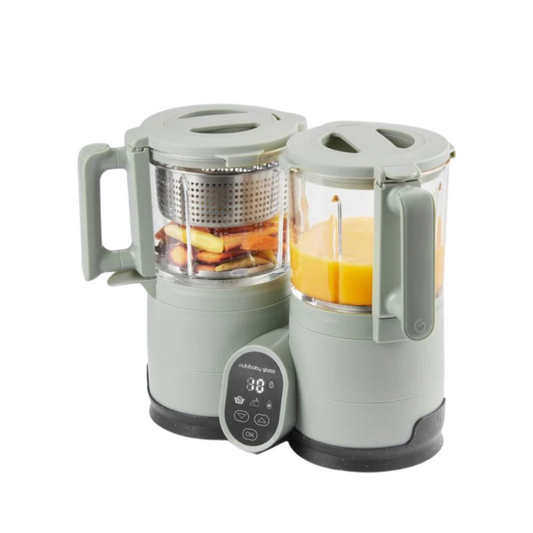 Babymoov - Robot multifunctional Nutribaby Glass 4 in 1 din sticla si otel inoxidabil Celadon Green