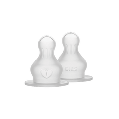 BIBS - Set 2 tetine pentru biberon, Silicon, cu flux mediu