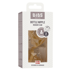 BIBS - Set 2 tetine pentru biberon, Latex, cu flux mediu