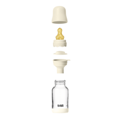 BIBS - Set complet biberon Boheme din sticla anticolici cu tetina din latex, flux lent, 120 ml, Ivory