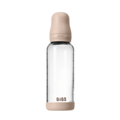 BIBS - Set complet biberon din sticla anticolici cu tetina din latex, flux mediu, 240 ml, Blush