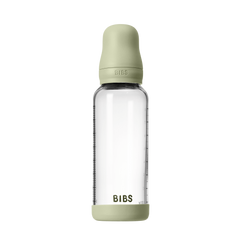 BIBS - Set complet biberon din sticla anticolici cu tetina din latex, flux mediu, 240 ml, Sage