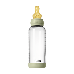 BIBS - Set complet biberon din sticla anticolici cu tetina din latex, flux mediu, 240 ml, Sage